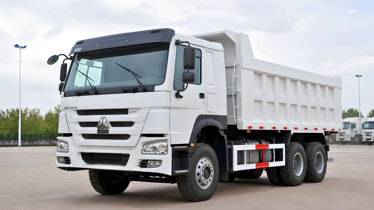 HOWO 371HP 6x4 dump truck front three-quarter reference view