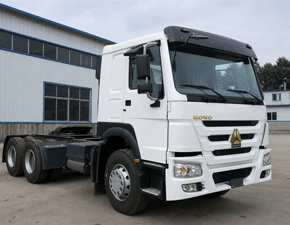 Refurbished HOWO 371HP 6x4 tractor truck front three-quarter view