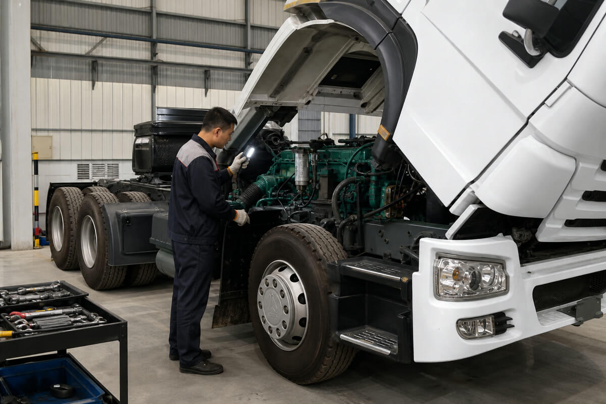 HOWO 371HP 6x4 tractor engine inspection