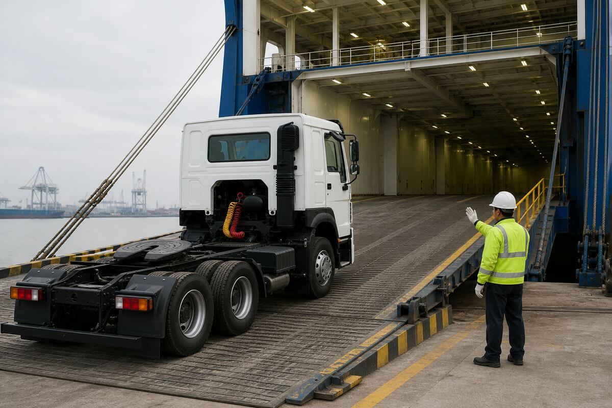 Refurbished HOWO 371HP 6x4 tractor trucks loading for export