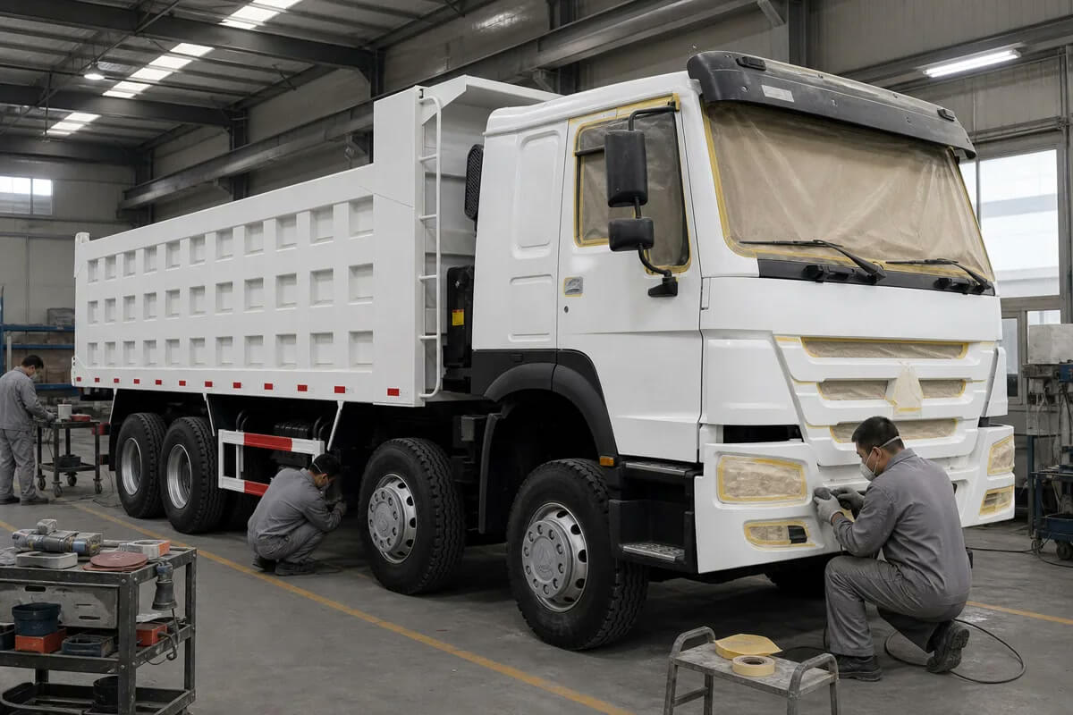 HOWO 371HP 8x4 tipper during restoration