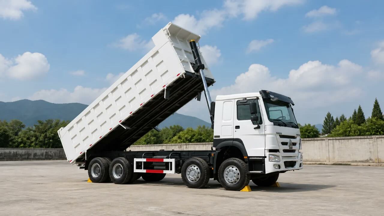 HOWO 371HP 8x4 tipper dump-body lift test