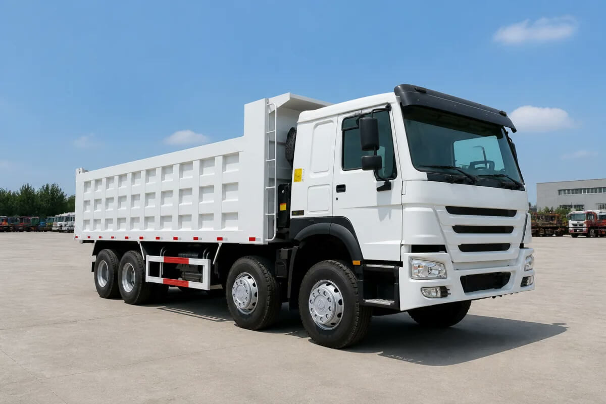 Refurbished HOWO 371HP 8x4 tipper dump truck front three-quarter view