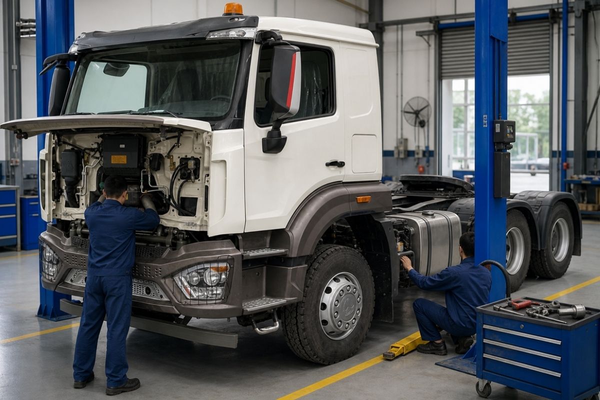 HOWO NX tractor during restoration