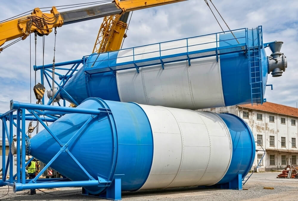 Cement silo for stationary concrete batching plant