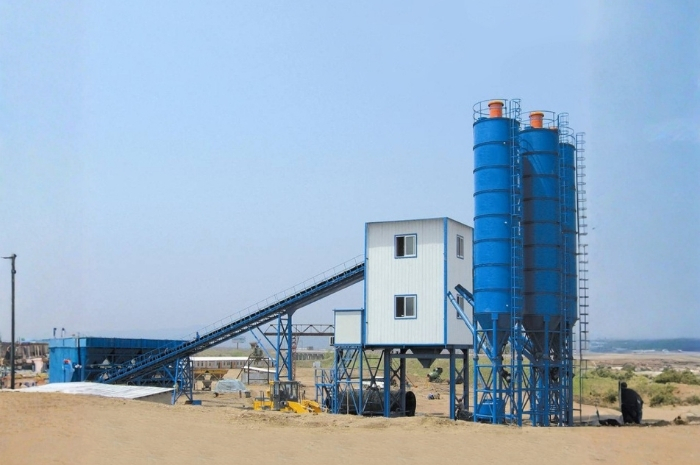 Concrete batching plant factory overview