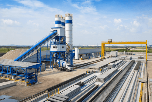 Belt type concrete batching plant for precast concrete production