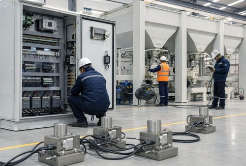 Temporary illustrative image of concrete batching plant control and weighing system quality testing
