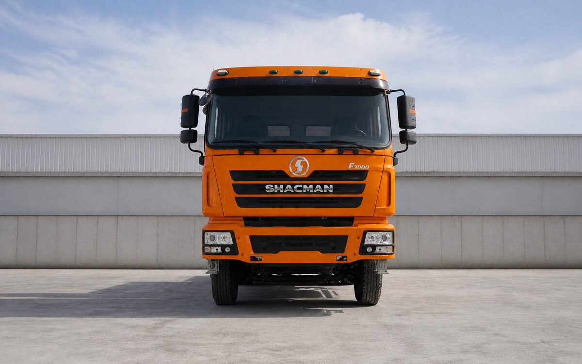SHACMAN F3000 6x4 dump truck centered front inspection view
