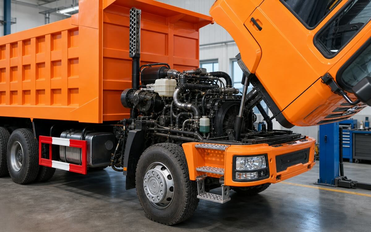 SHACMAN F3000 diesel engine bay inspection