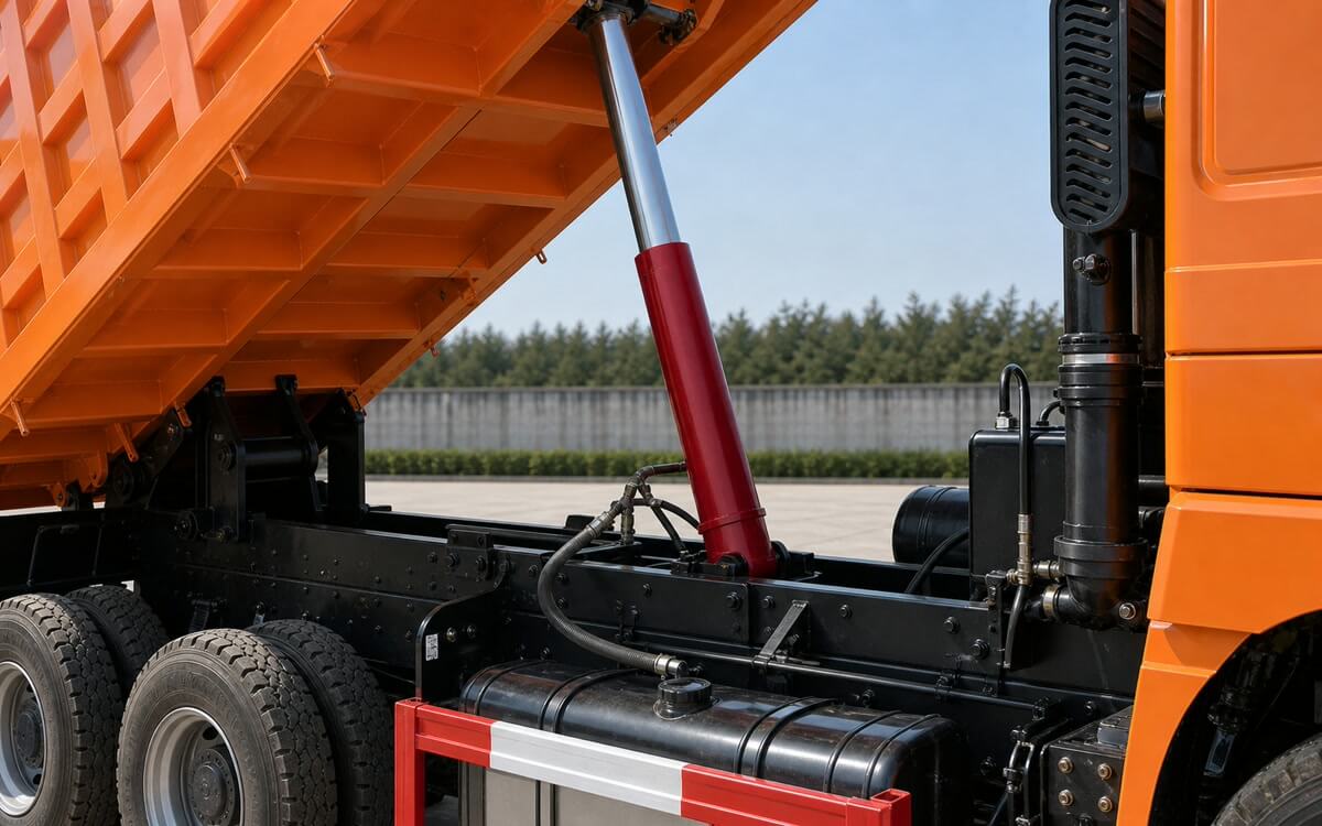 SHACMAN F3000 dump truck hydraulic lift system