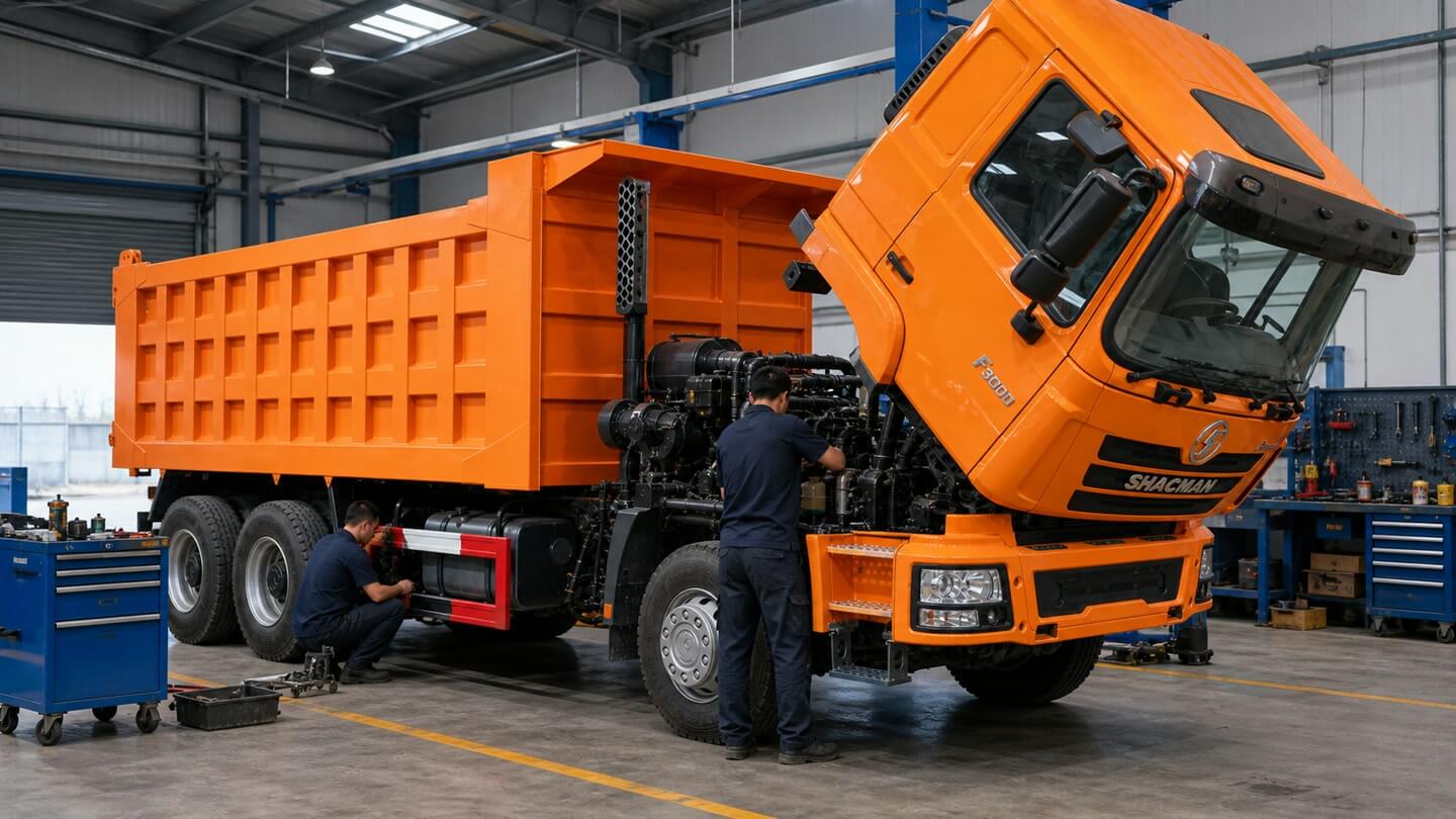 SHACMAN F3000 dump truck refurbishment workshop