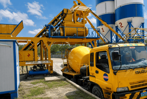 YHZS50 mobile concrete batching plant reference