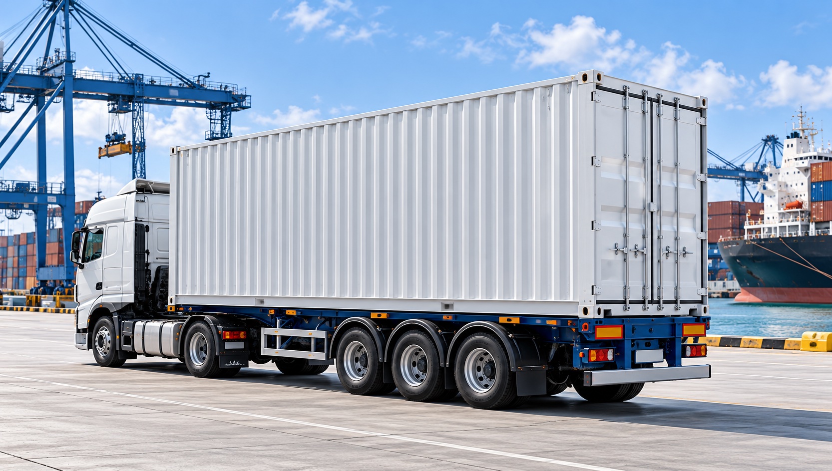 AI concept illustration of a container truck at a port
